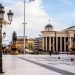 square with sculptures and old national museum in macedonia